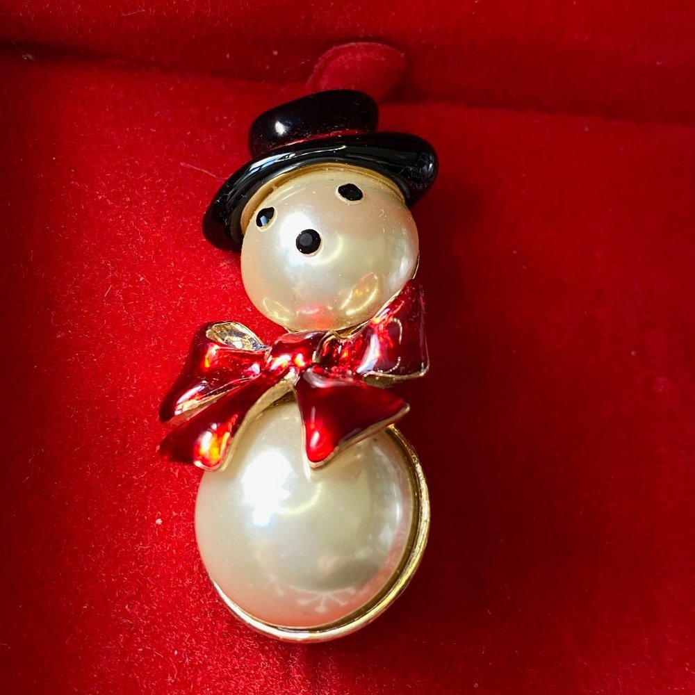Merry and Bright Pearl Snowman Christmas Ornament